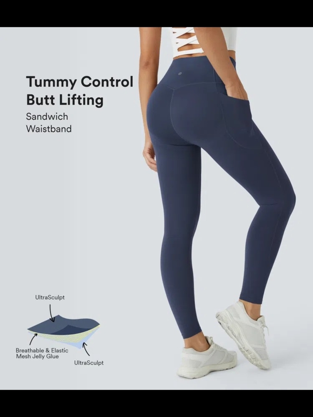 Halara UltraSculpt Tummy Control Butt Lifting Leggings - Mood Indigo